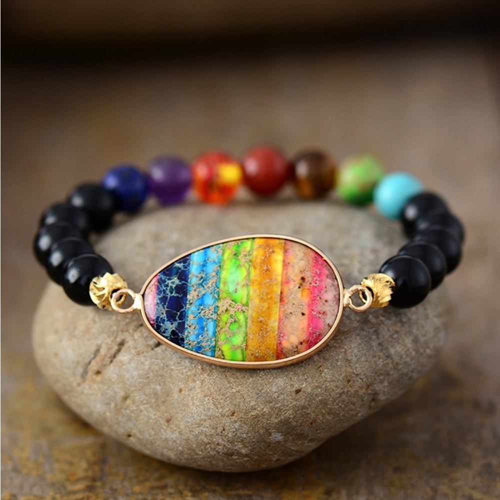 Geometric Multi-Color Beaded Bracelet